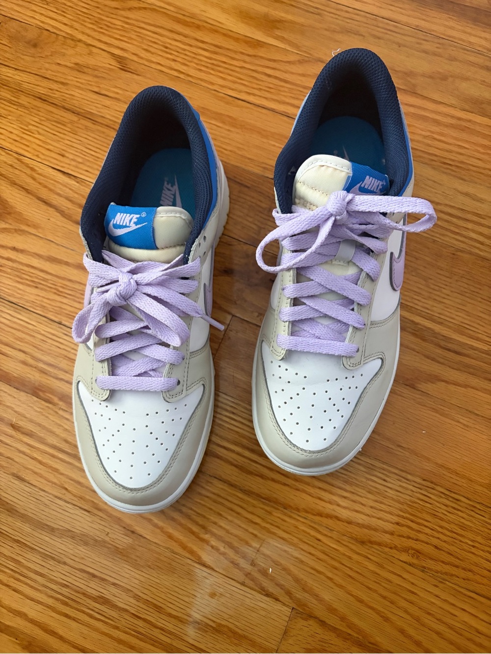 Nike White and Lavender Low-Top Sneakers